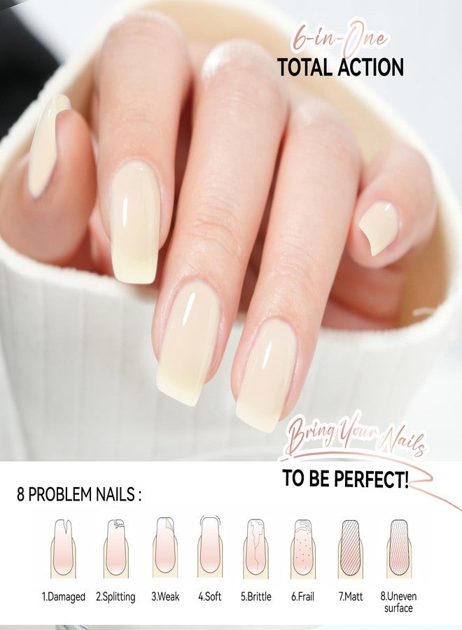 gelike ec Nail Hardener and Strengthener Polish: Milky Apricot Ridge Filler for Peeling Weak Nails Fast Dry Nail Growth Treatment Long Lasting Glossy Finish for Women Home DIY 15ml - Image 3